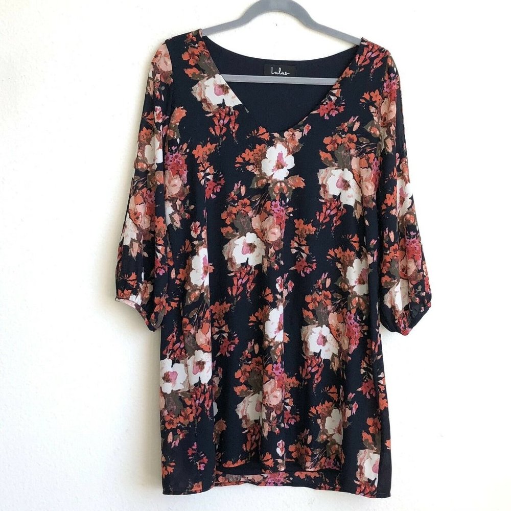Lulus Shifting Dears Navy Blue Floral Print Dress - Picture 2 of 12